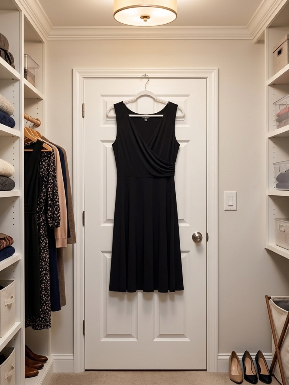 Elegant Black Sleeveless Wrap Midi Dress